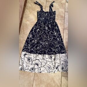 Floral Navy and White Maxi Dress